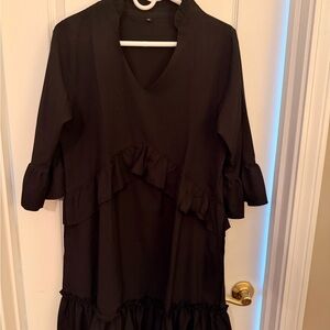 Amazon Black Ruffle Mini Dress